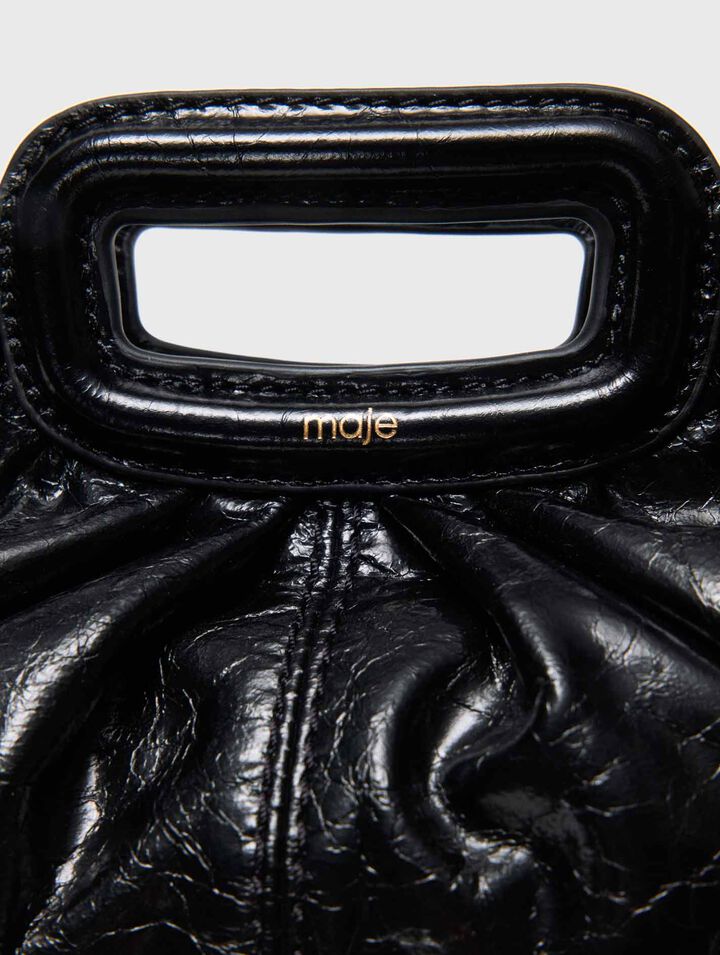 Crackled leather mini clutch