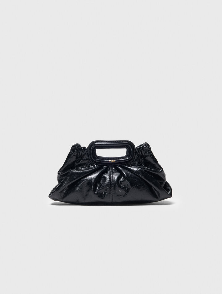 Crackled leather mini clutch